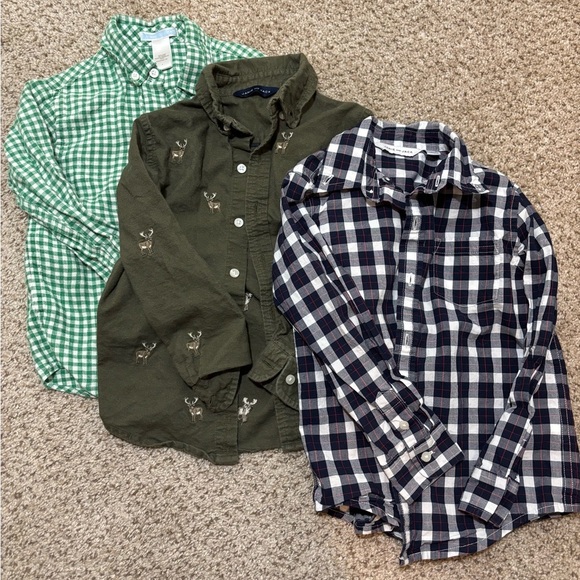 Janie & Jack Boys Button Down Shirt Bundle size 4 100% Cotton & 100% Linen - Picture 1 of 4